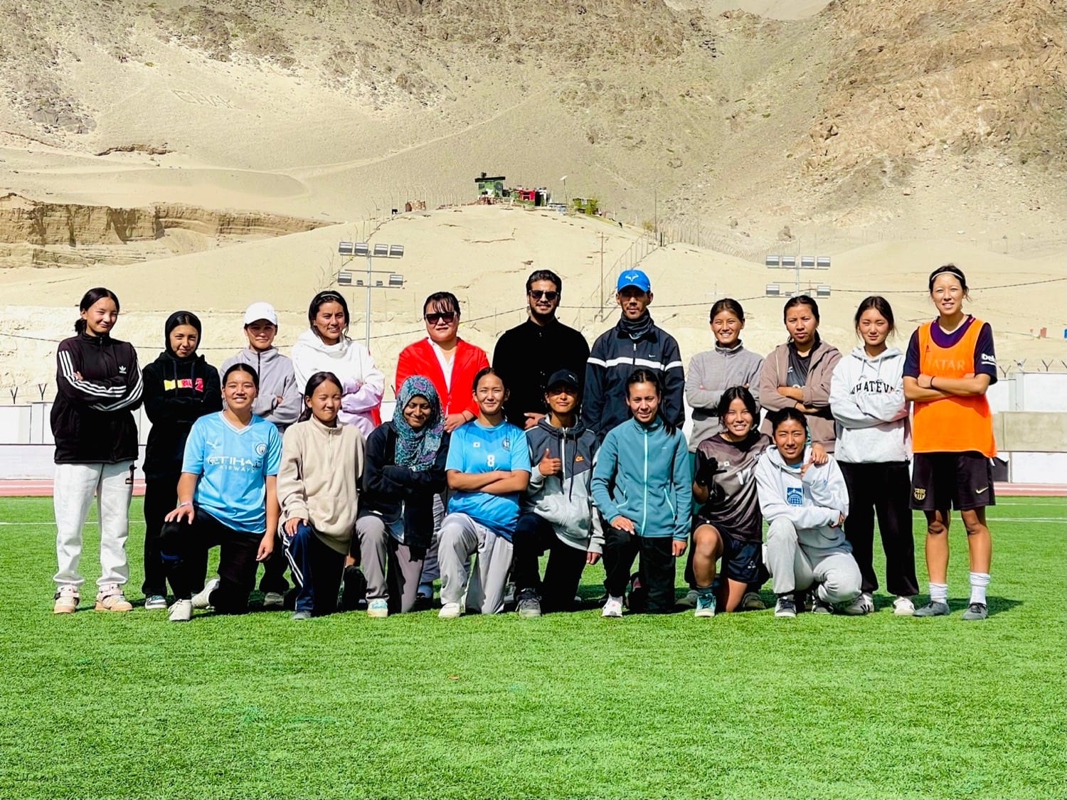 Girls' football team at IFSA's grassroots programme in Ladakh